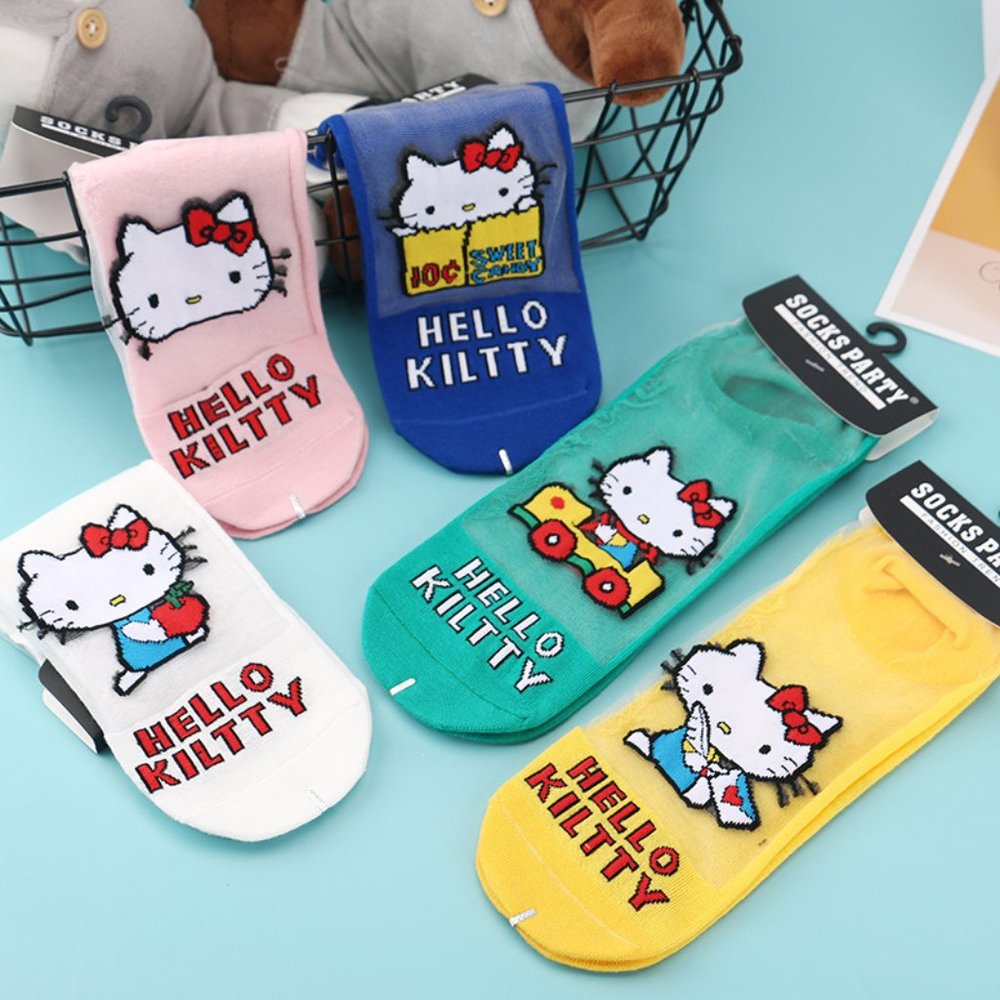 Cartoon Hello Kitty Silk Summer Cotton Socks Set